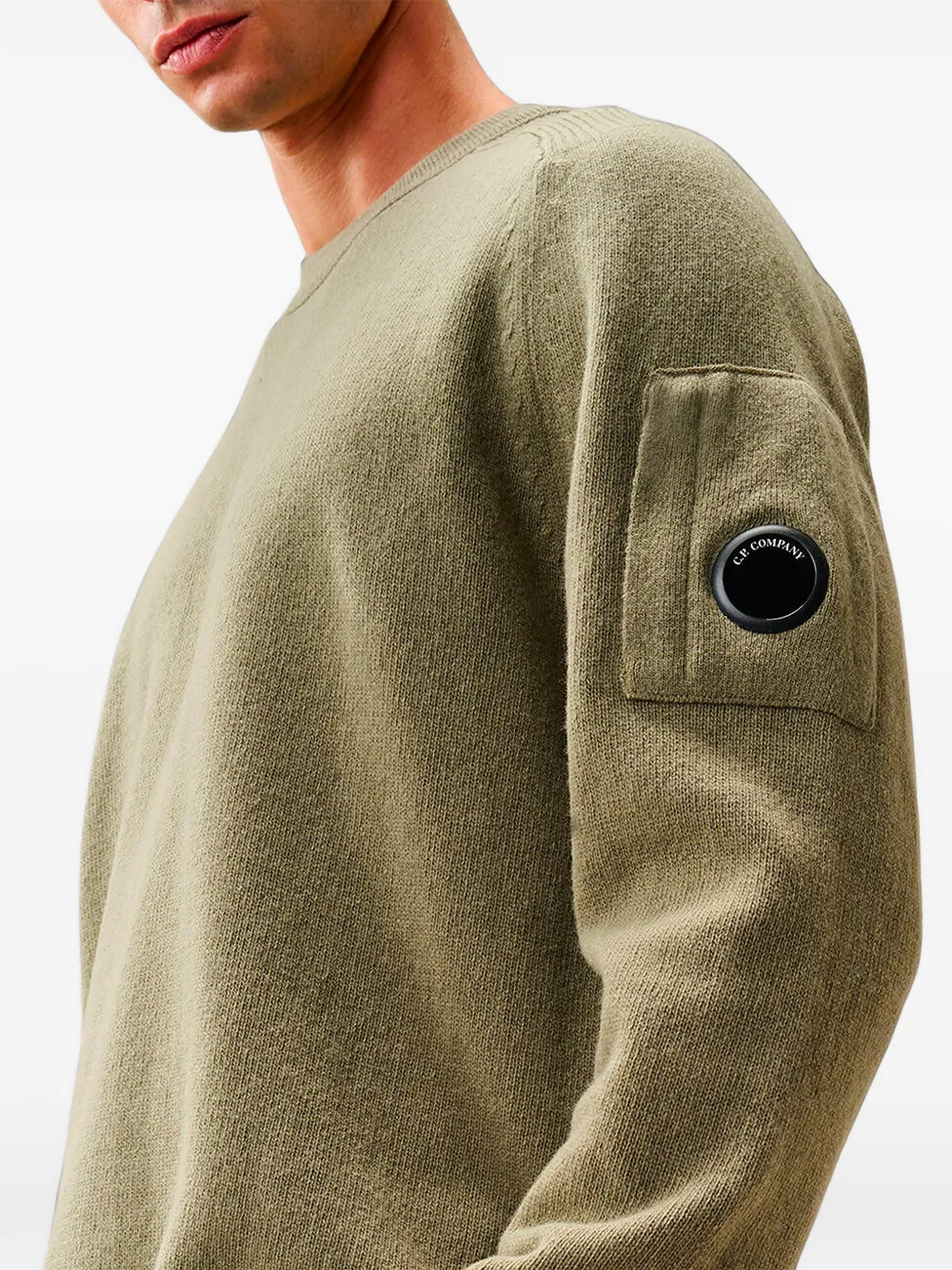 C.P. Company lambswool lens crewneck sweater Beige