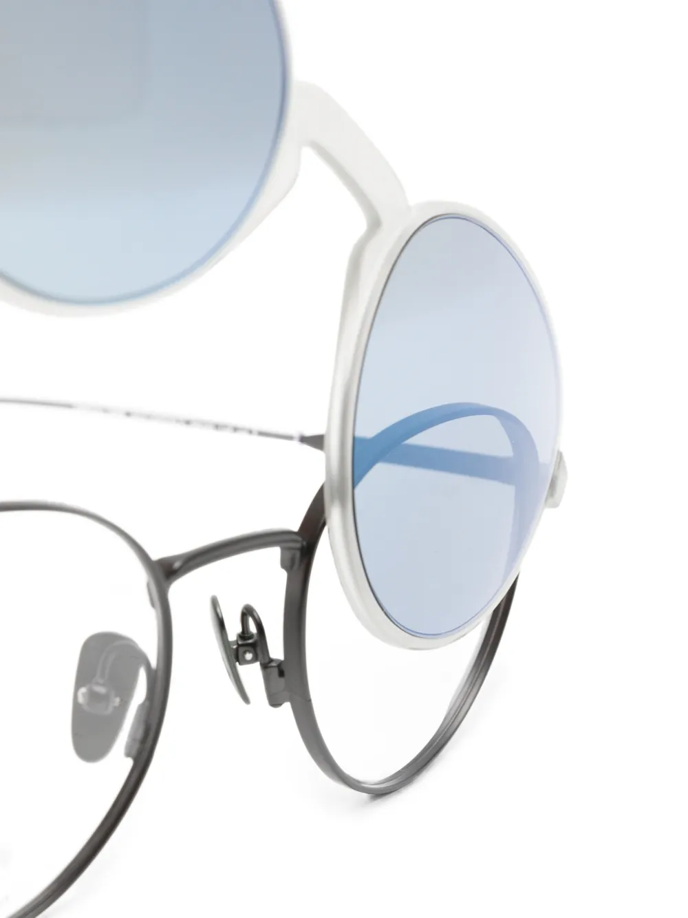 Snob Clip-on zonnebril met rond montuur Grijs