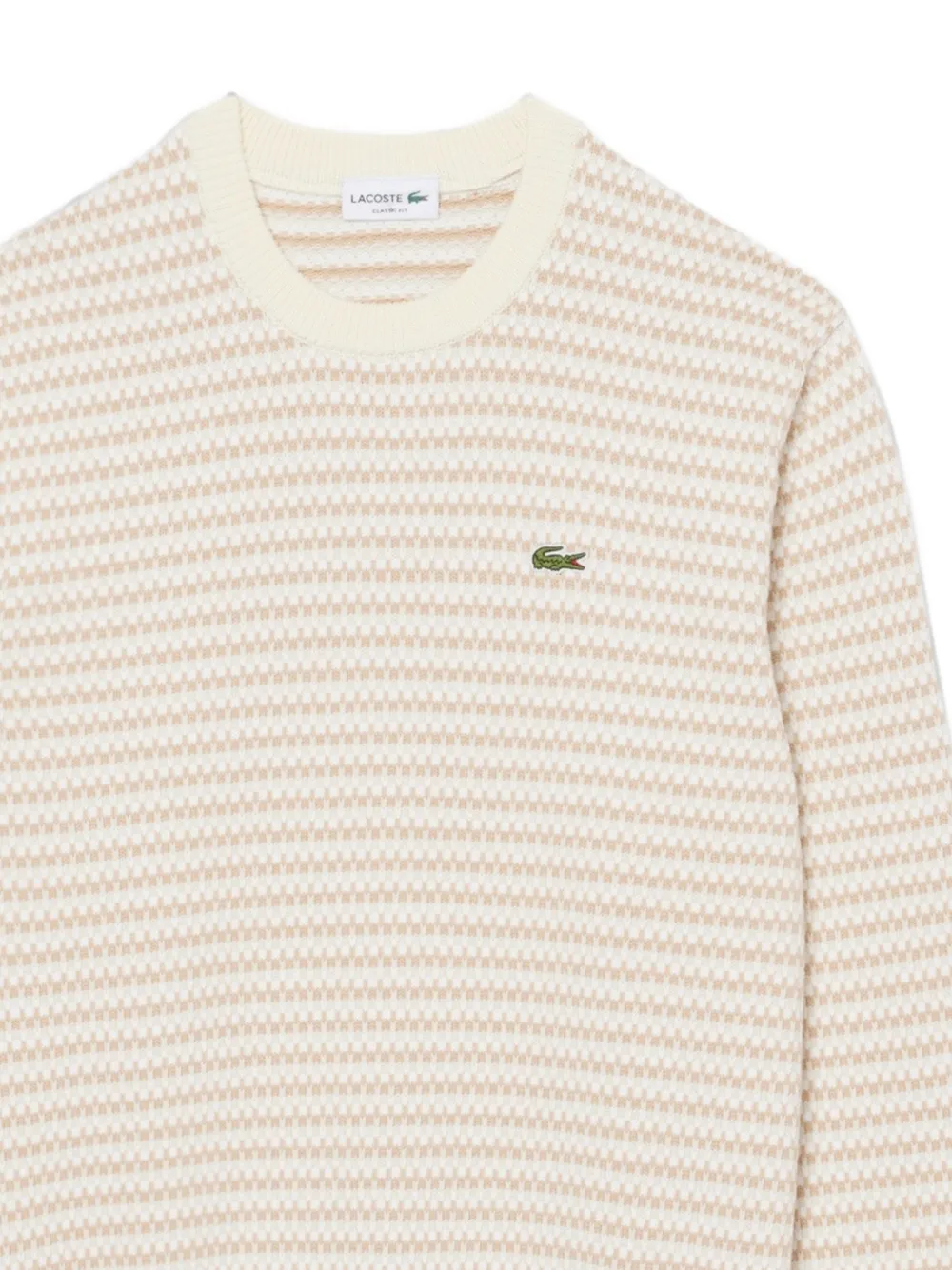 Lacoste Gebreide trui met logo-patch en textuur Beige