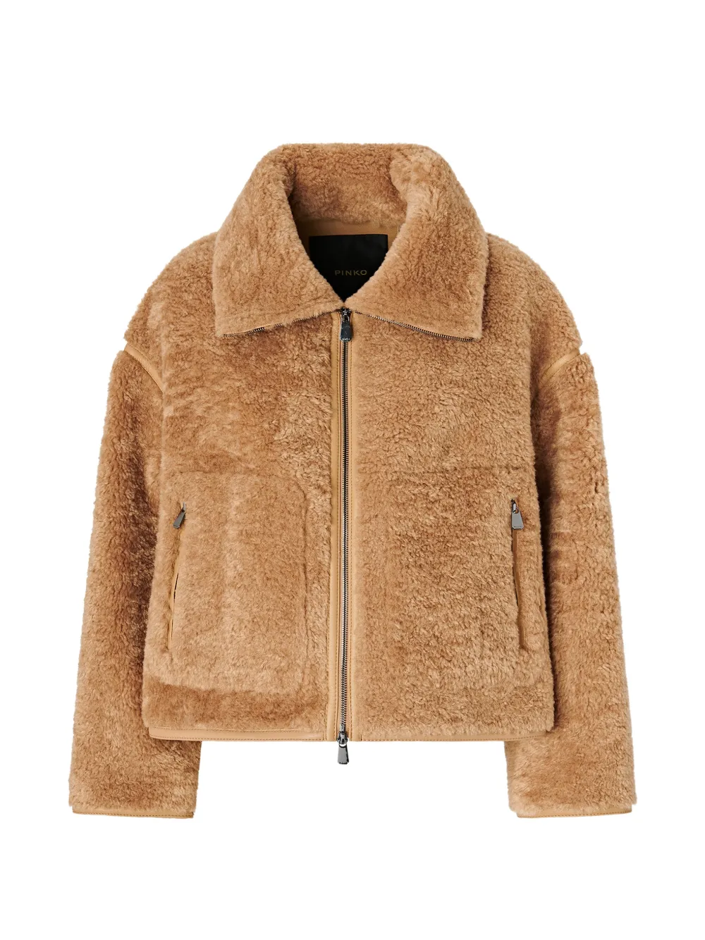 PINKO Giacca in shearling sintetico con zip - Toni neutri