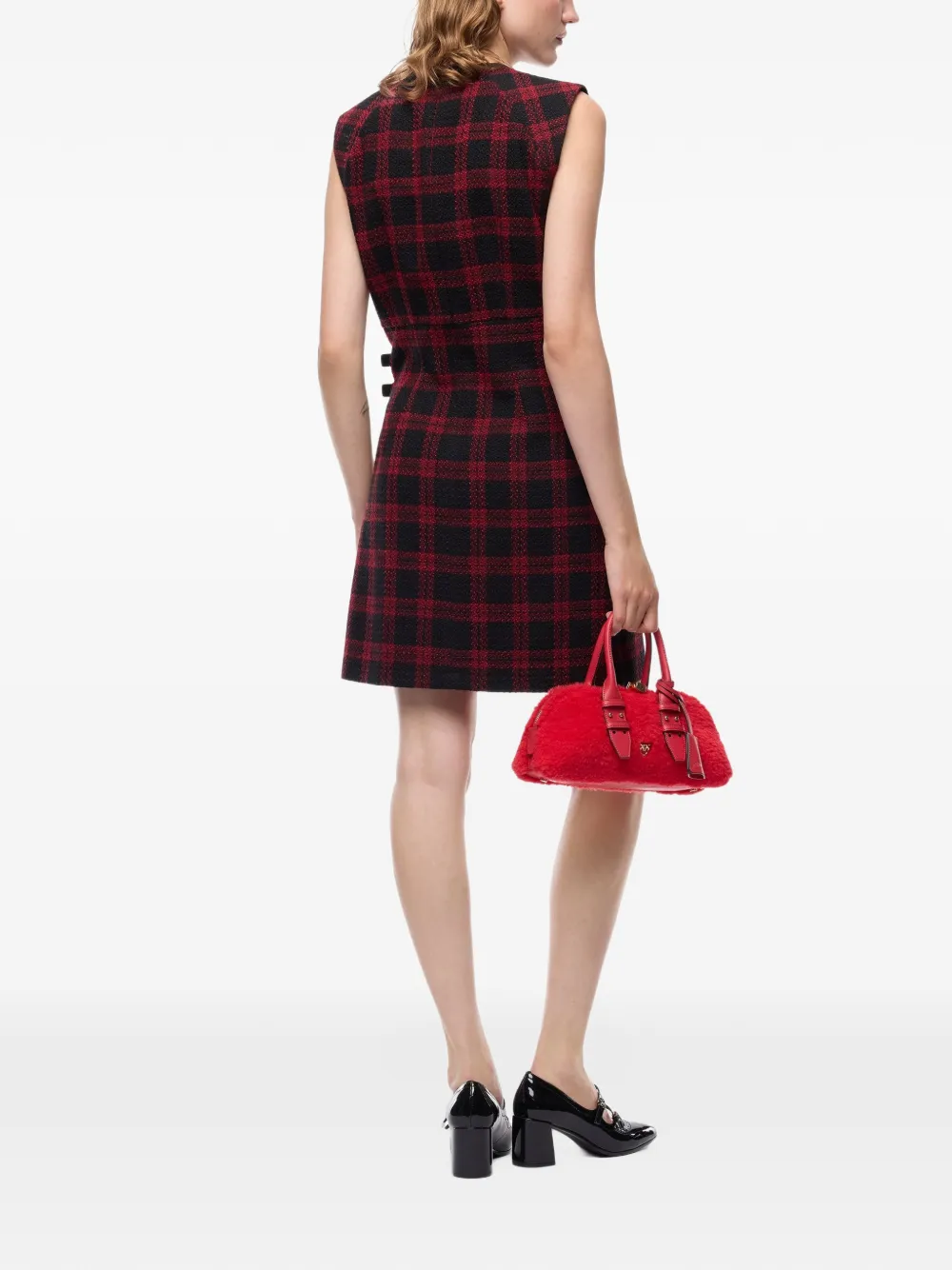 PINKO Geruite mini-jurk met gesp-detail Rood