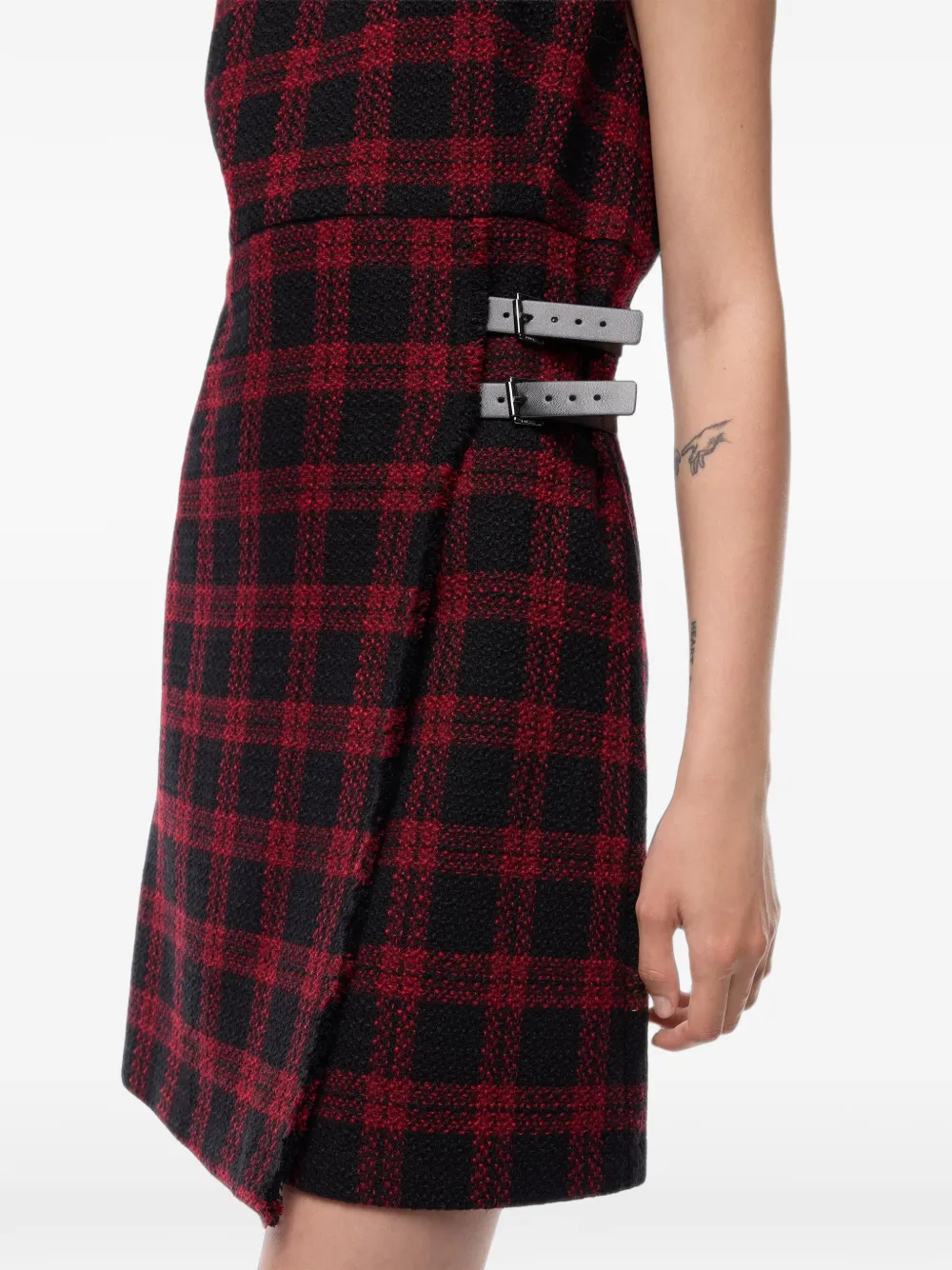 PINKO Geruite mini-jurk met gesp-detail Rood