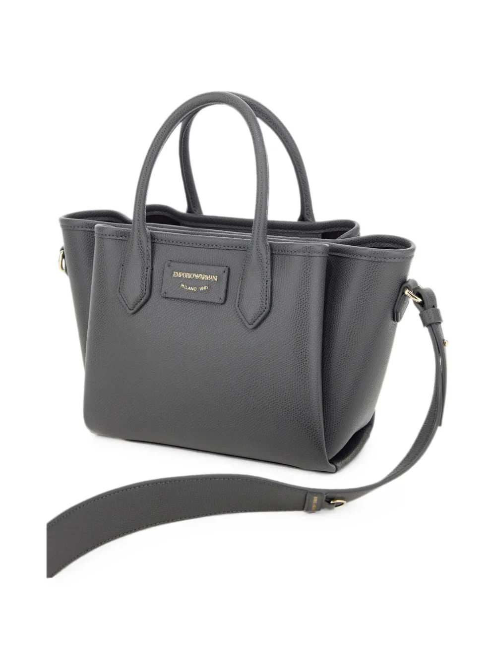 Emporio Armani Medium bewerkte shopper met logoplakkaat Grijs