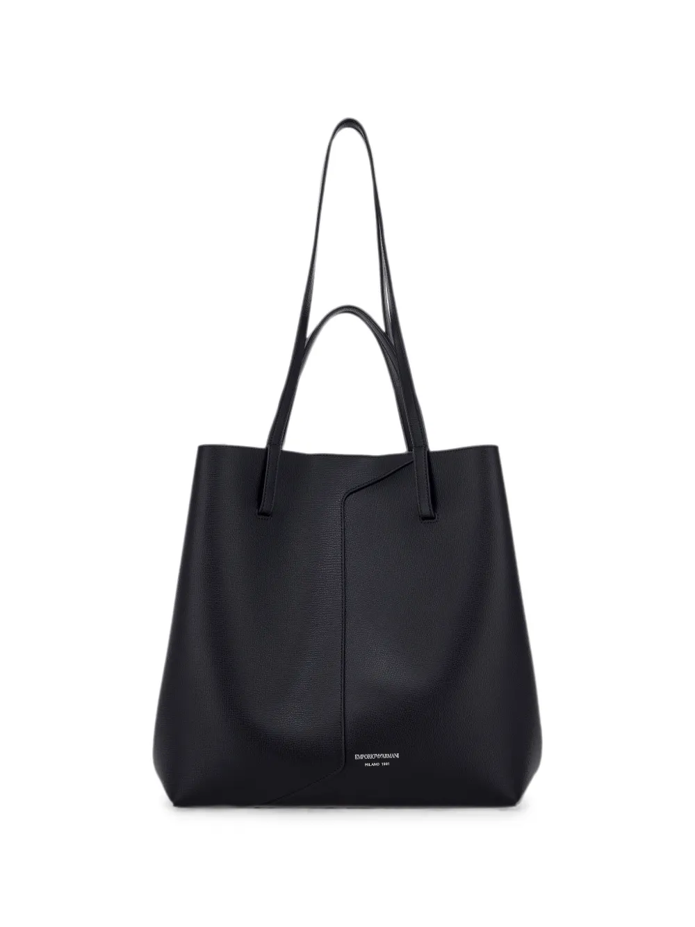 Emporio Armani 1981 logoprint shopper van bewerkt leer Zwart