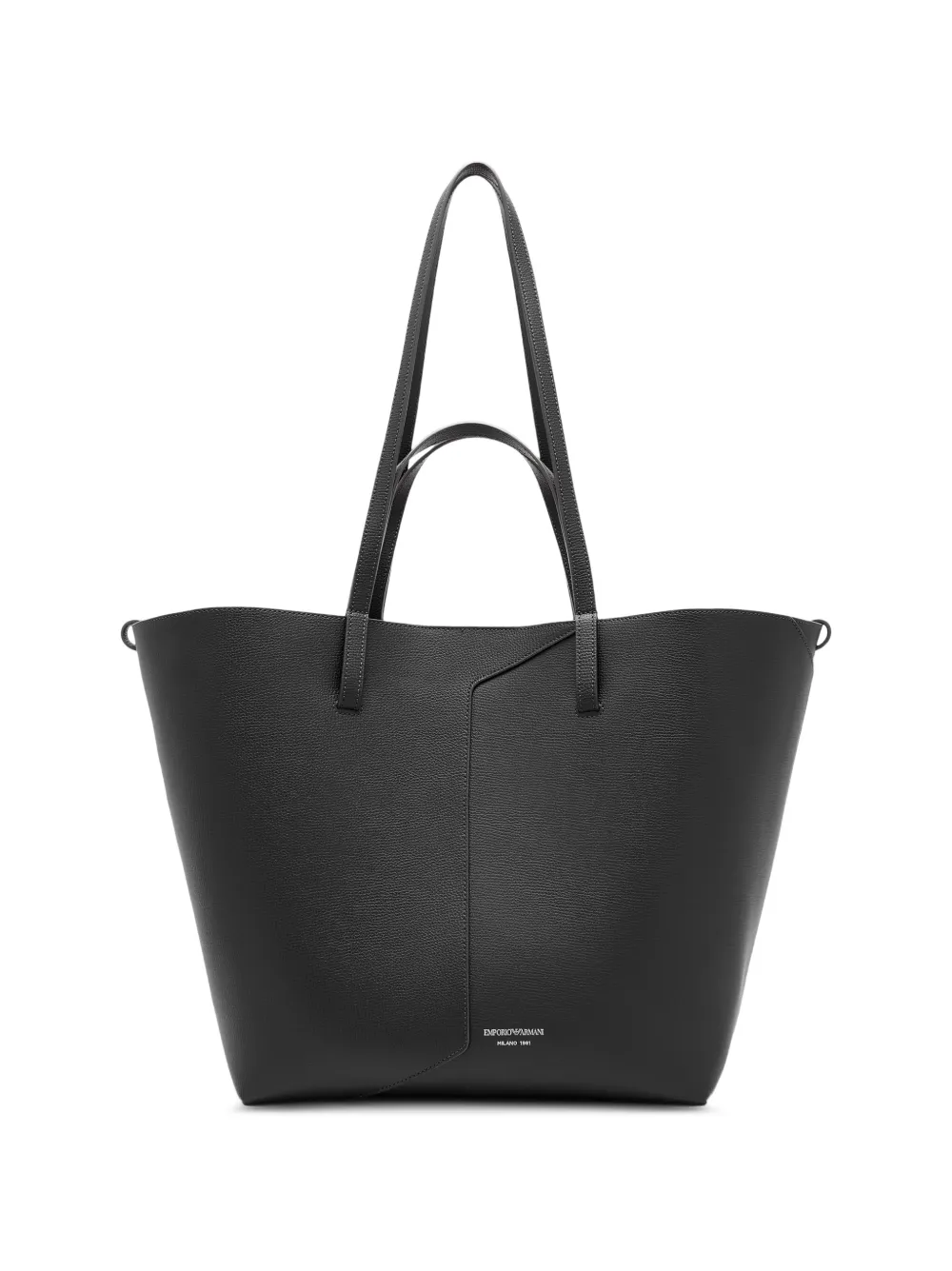 Emporio Armani sac cabas en cuir grainé à logo imprimé (1981) - Noir