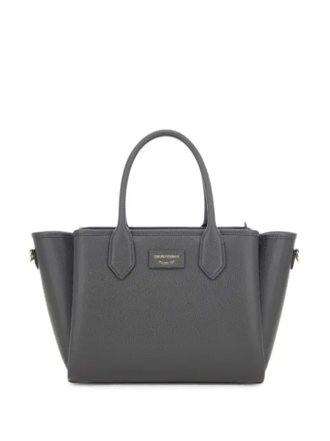 Emporio Armani logo-patch pebbled tote bag