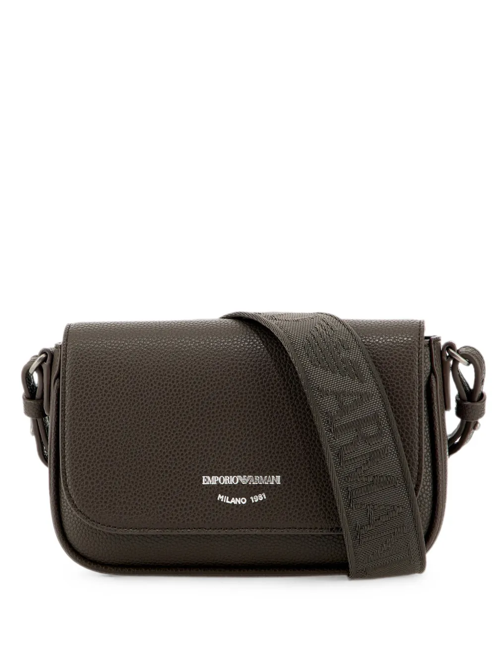 Emporio Armani Gekörnte Umhängetasche mit Logo-Print - Braun