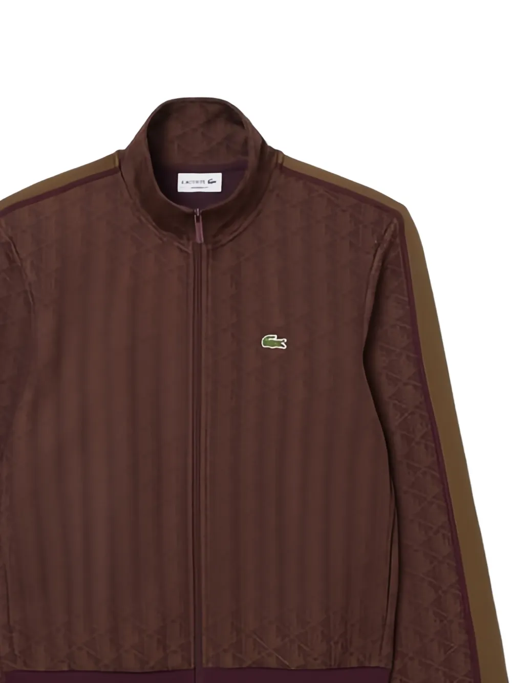 Lacoste Sweater met monogram-patroon en rits Bruin