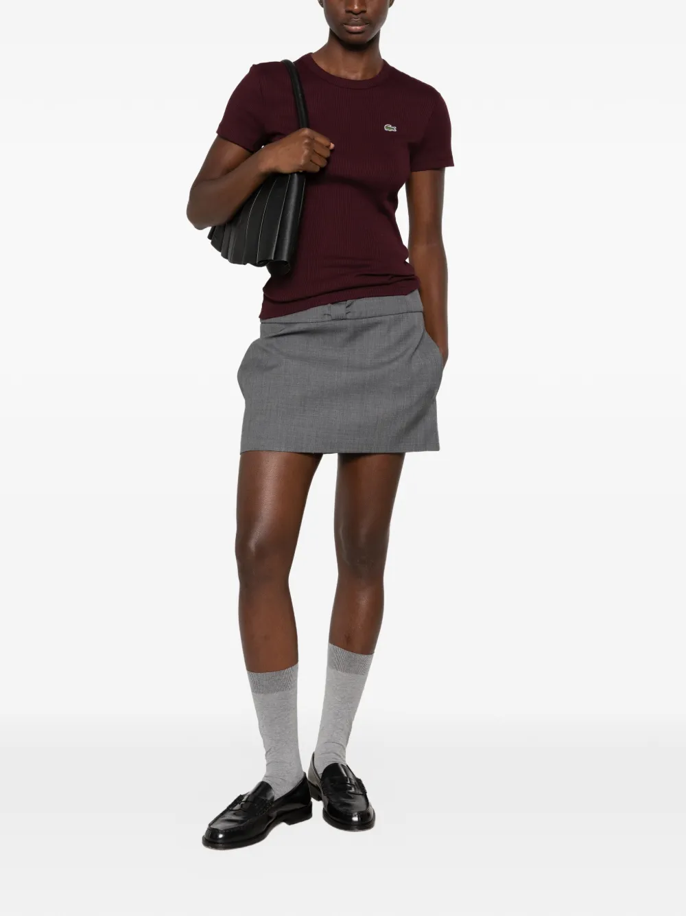 Lacoste Geribbeld T-shirt Bruin
