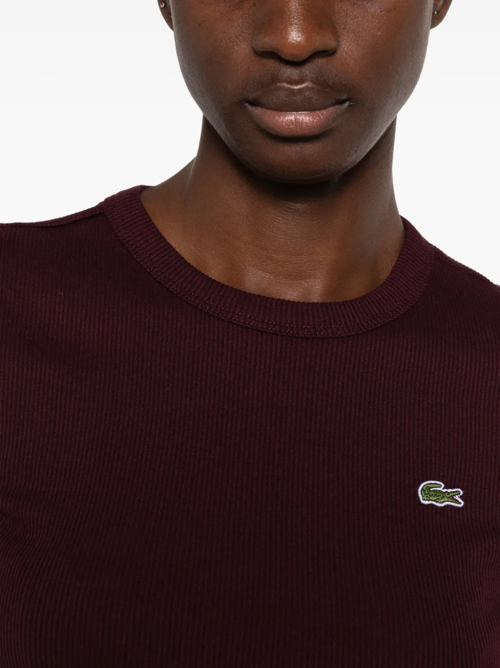 Lacoste Geribbeld T-shirt Bruin