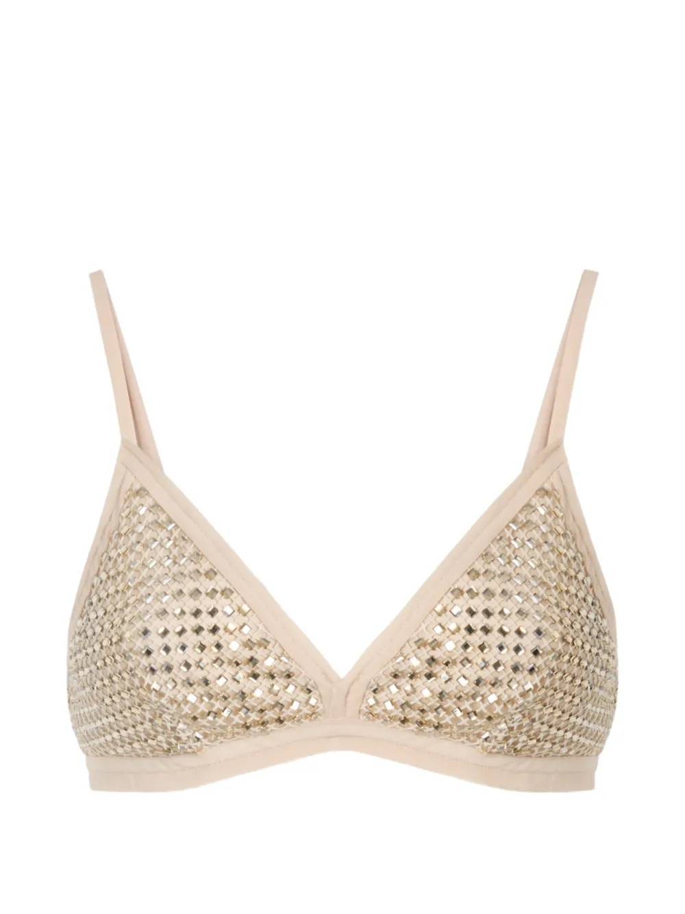 PINKO crystal-embellished triangle bra - Nude