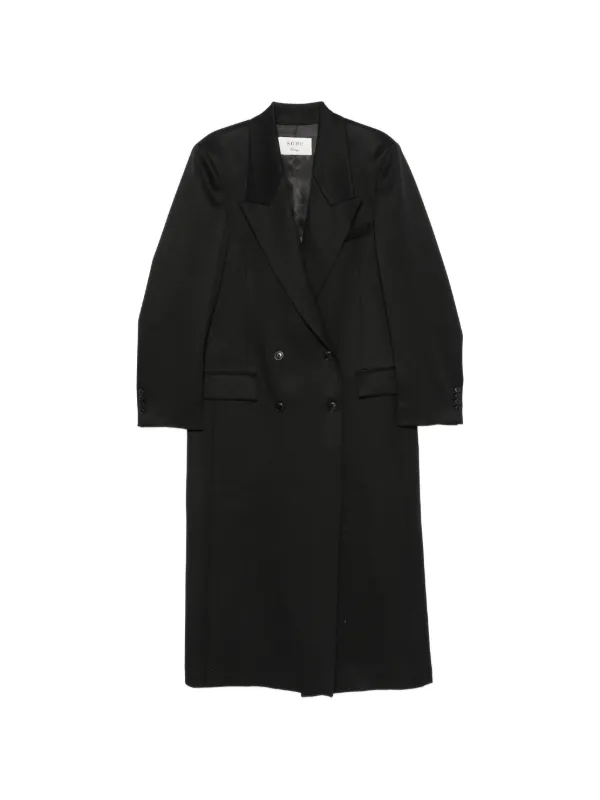 Róhe Double-breasted Peaked-lapel Coat in Black