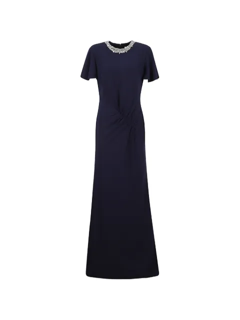 Roland Mouret crystal-embellished gathered maxi gown