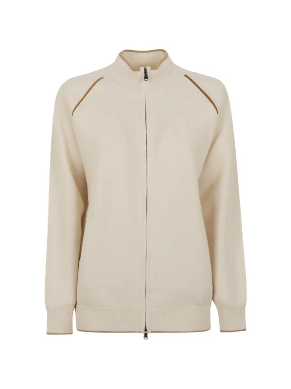 Kiton Zip-up Raglan-sleeve Cardigan in Neutrals