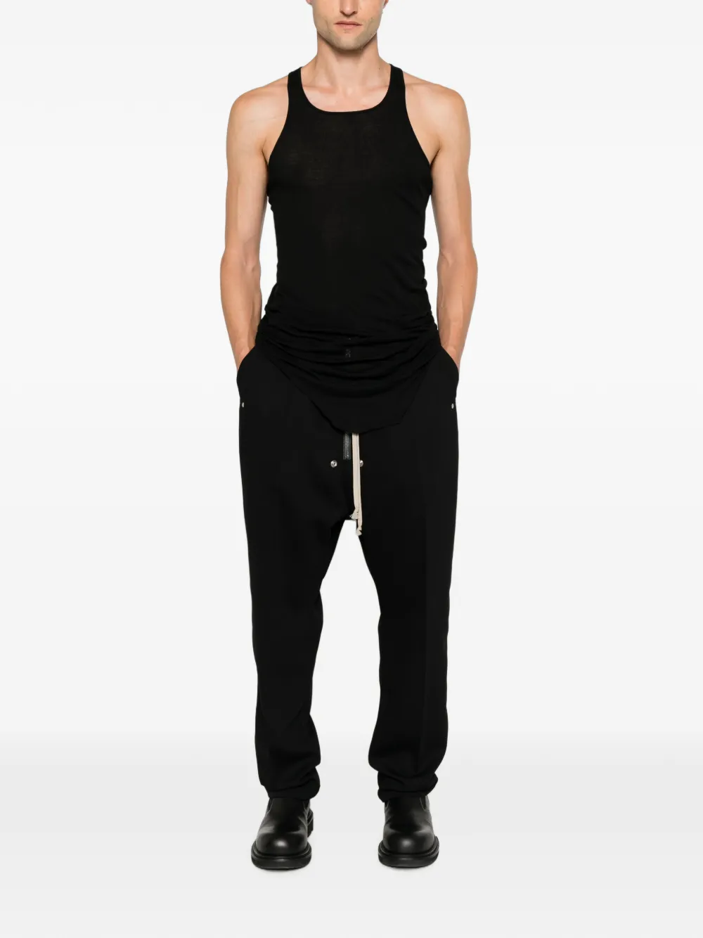 Rick Owens Broek met verlaagd kruis Zwart