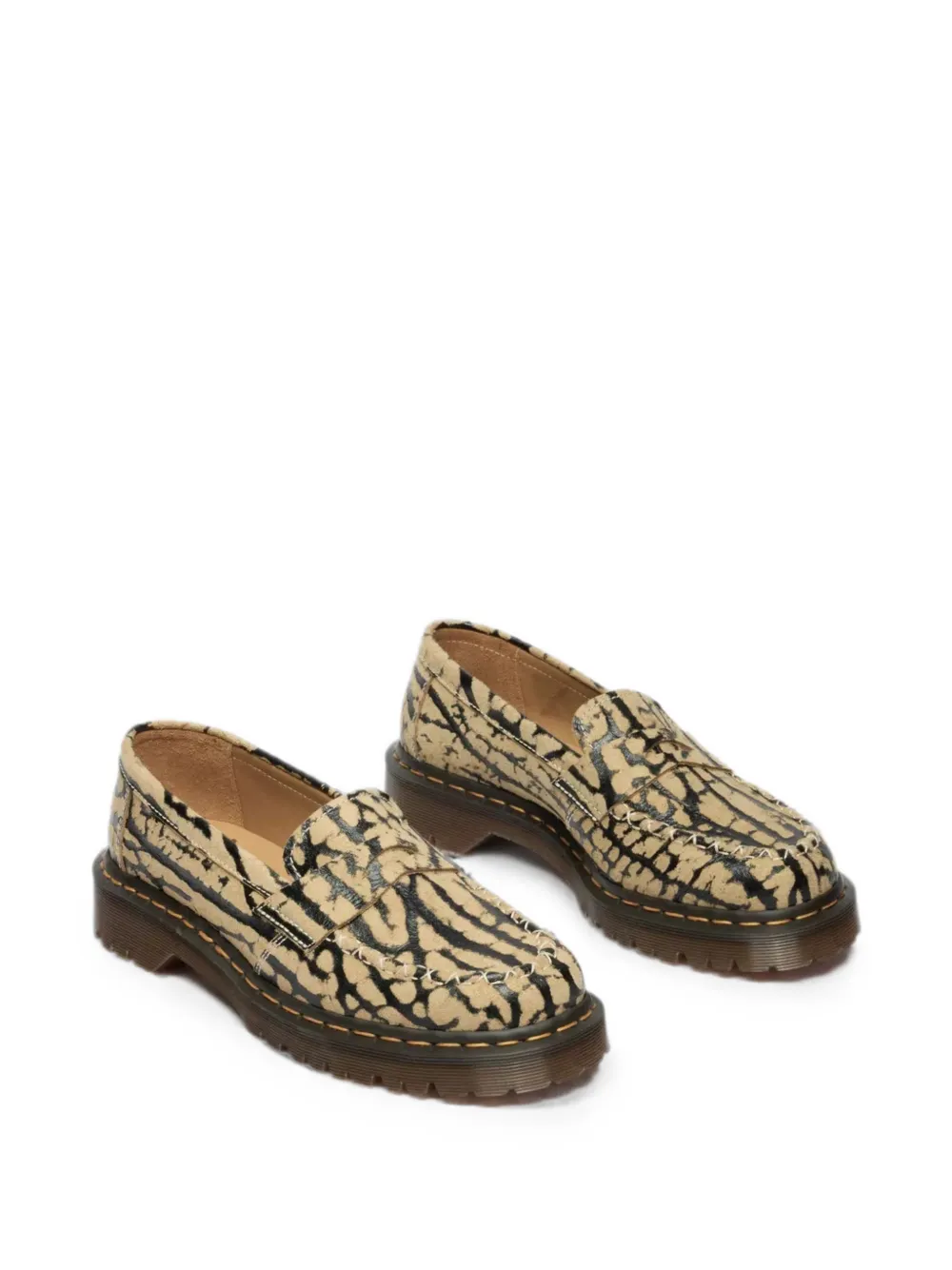 Dr Martens Delapre animal-print penny loafers Beige