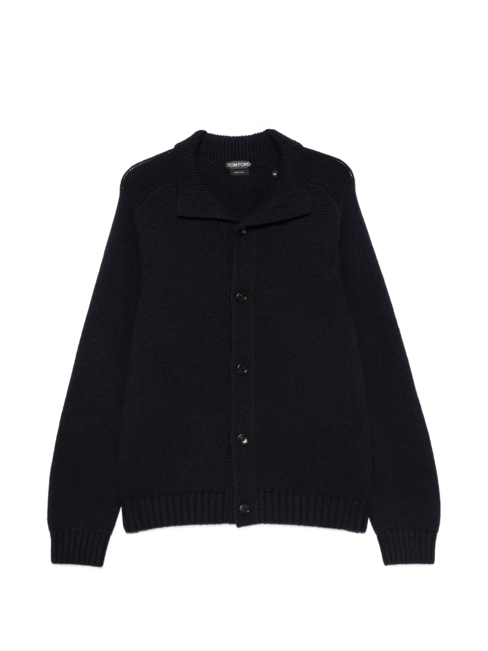 TOM FORD ribbed-knit shawl-collar cardigan - Blu