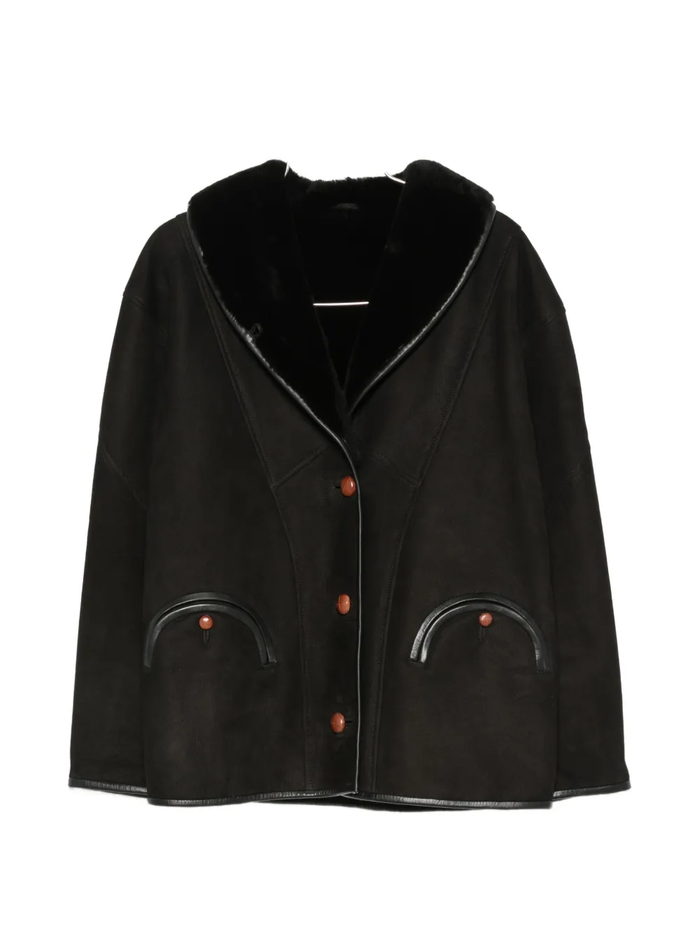 Blazé Milano Smiley shearling-collar jacket - Nero