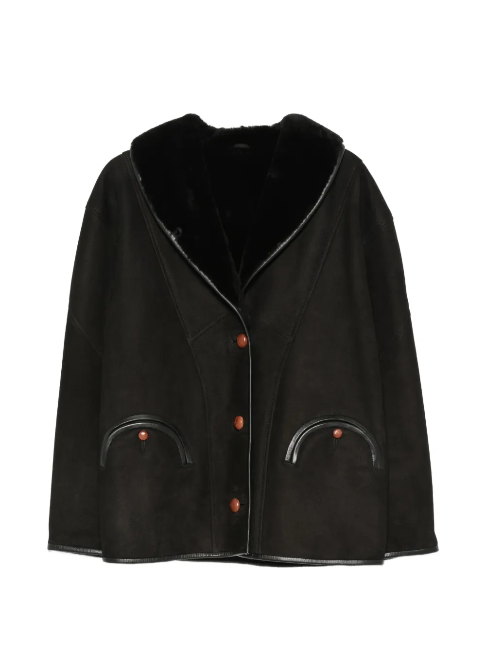 Blazé Milano Smiley shearling-collar jacket - Nero