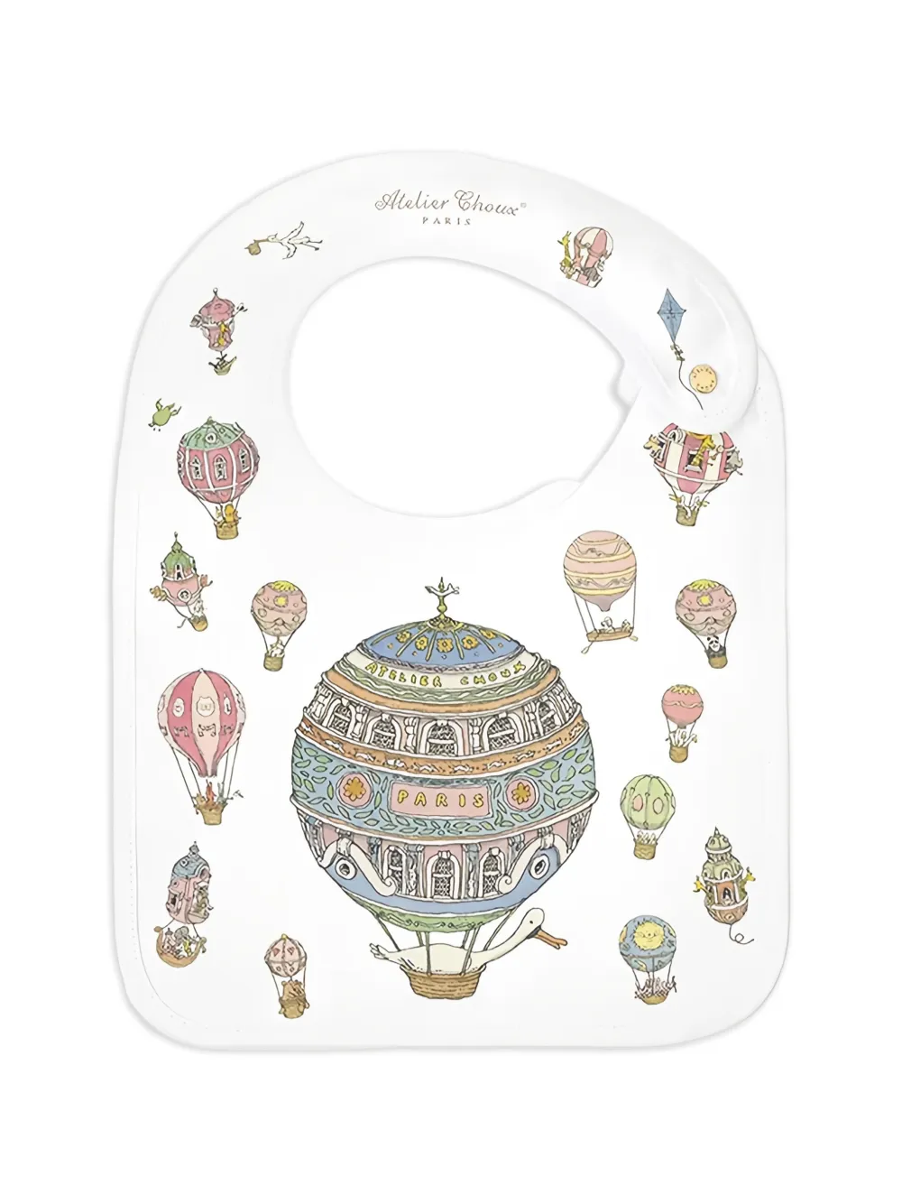 Atelier Choux x Mattias Adolfsson Hot Air Balloons cotton bib - Weiß