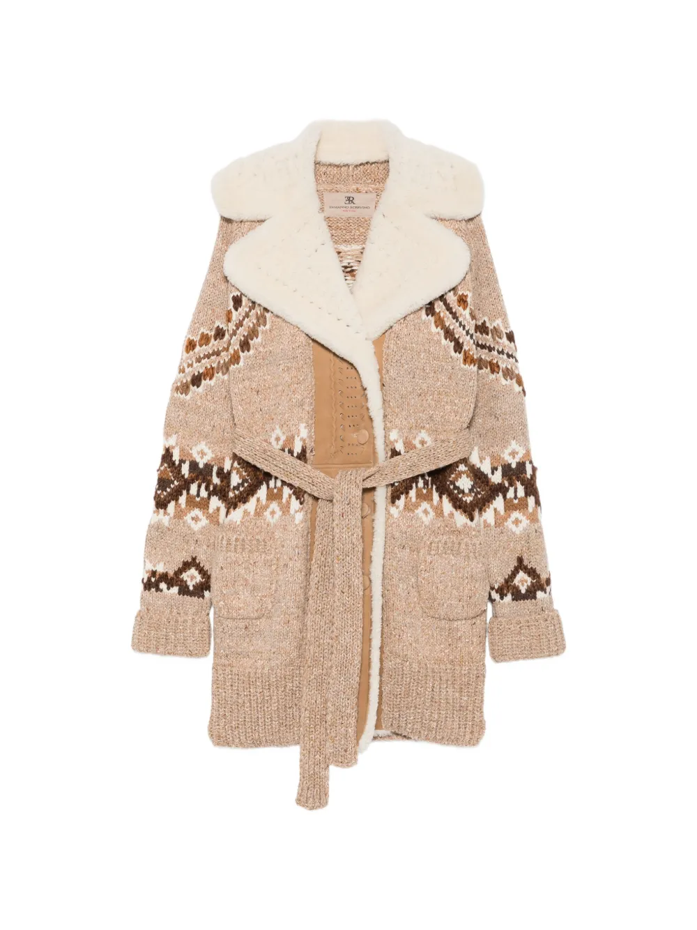 Ermanno Scervino Fair Isle-knit belted coat - Toni neutri