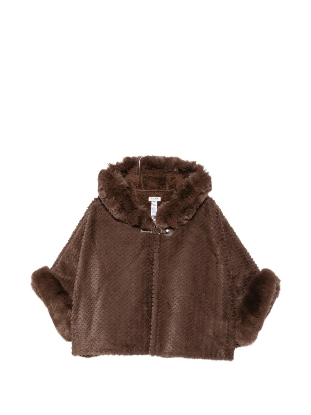 LIU JO faux-fur hooded cape - Marrone