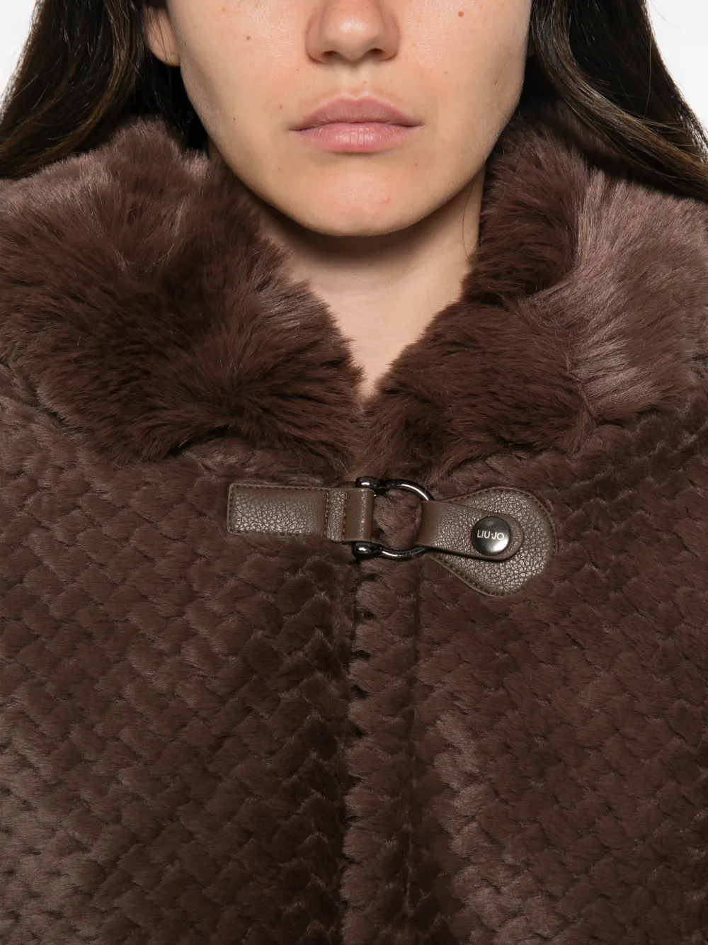 LIU JO Cape met imitatiebont en capuchon Bruin