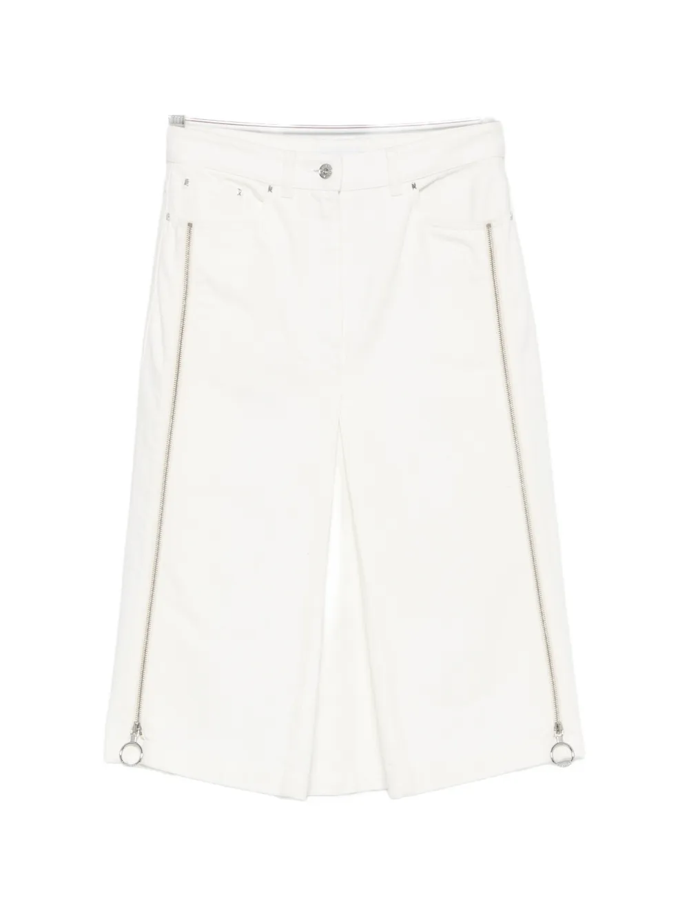Rabanne Zip-detail Denim Midi Skirt In White