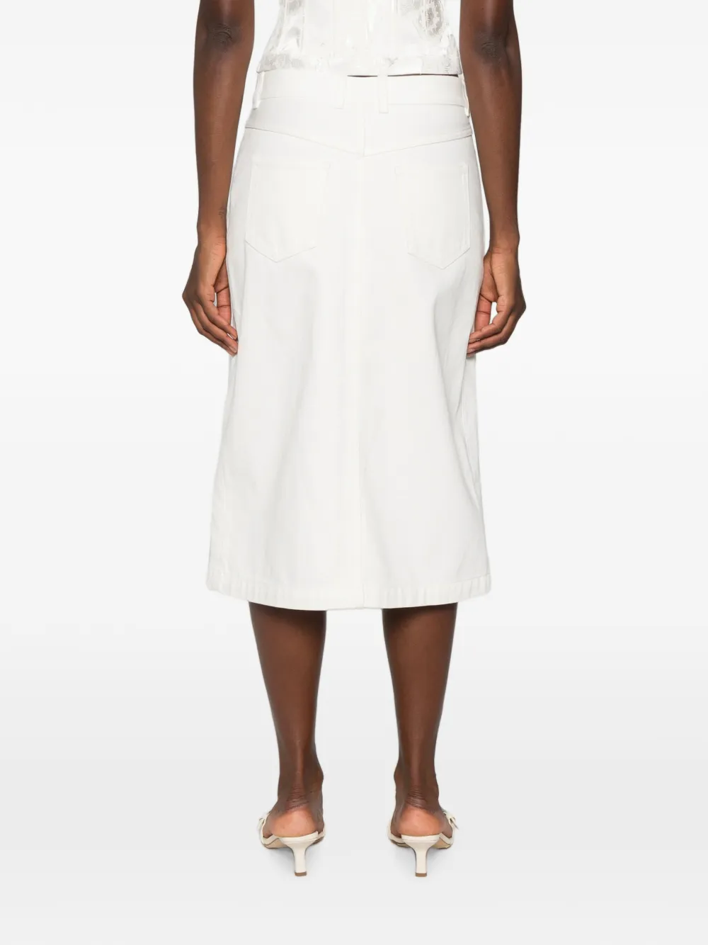 Rabanne Denim midi-rok met rits-detail Wit