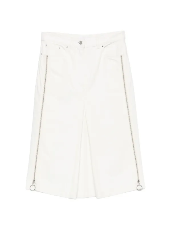 Rabanne Zip-detail Denim Midi Skirt in White