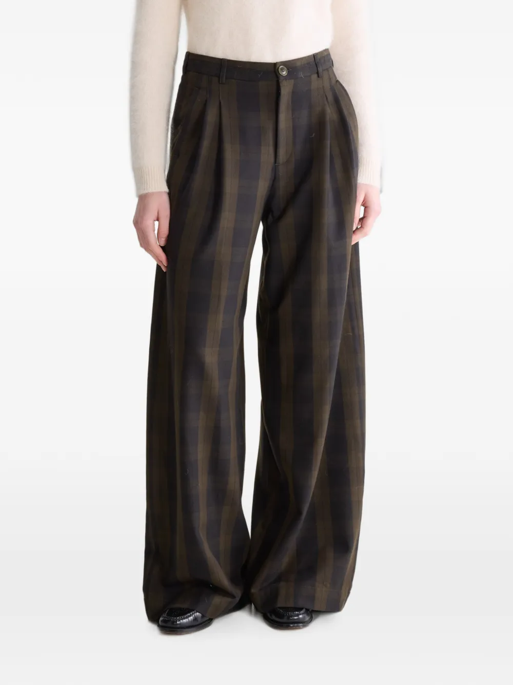 Bellerose Volkert check-pattern wide-leg trousers