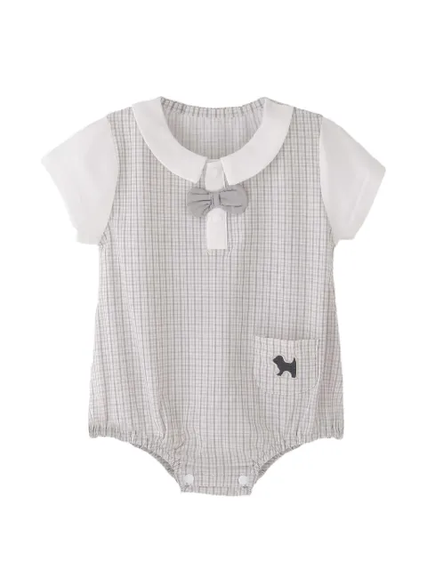 BANBLU check-print bow-detail romper