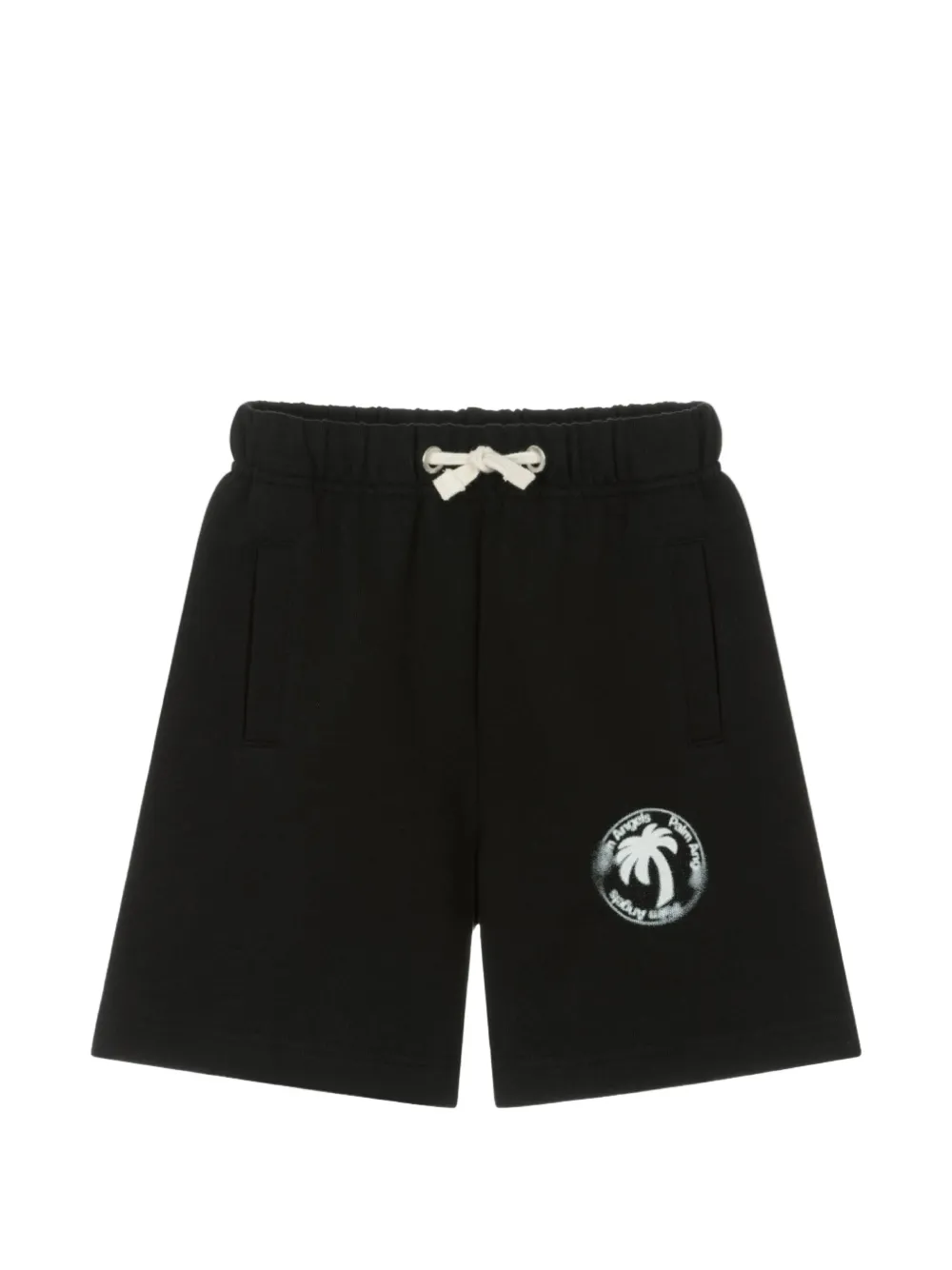Palm Angels Kids logo-print drawstring shorts - Nero