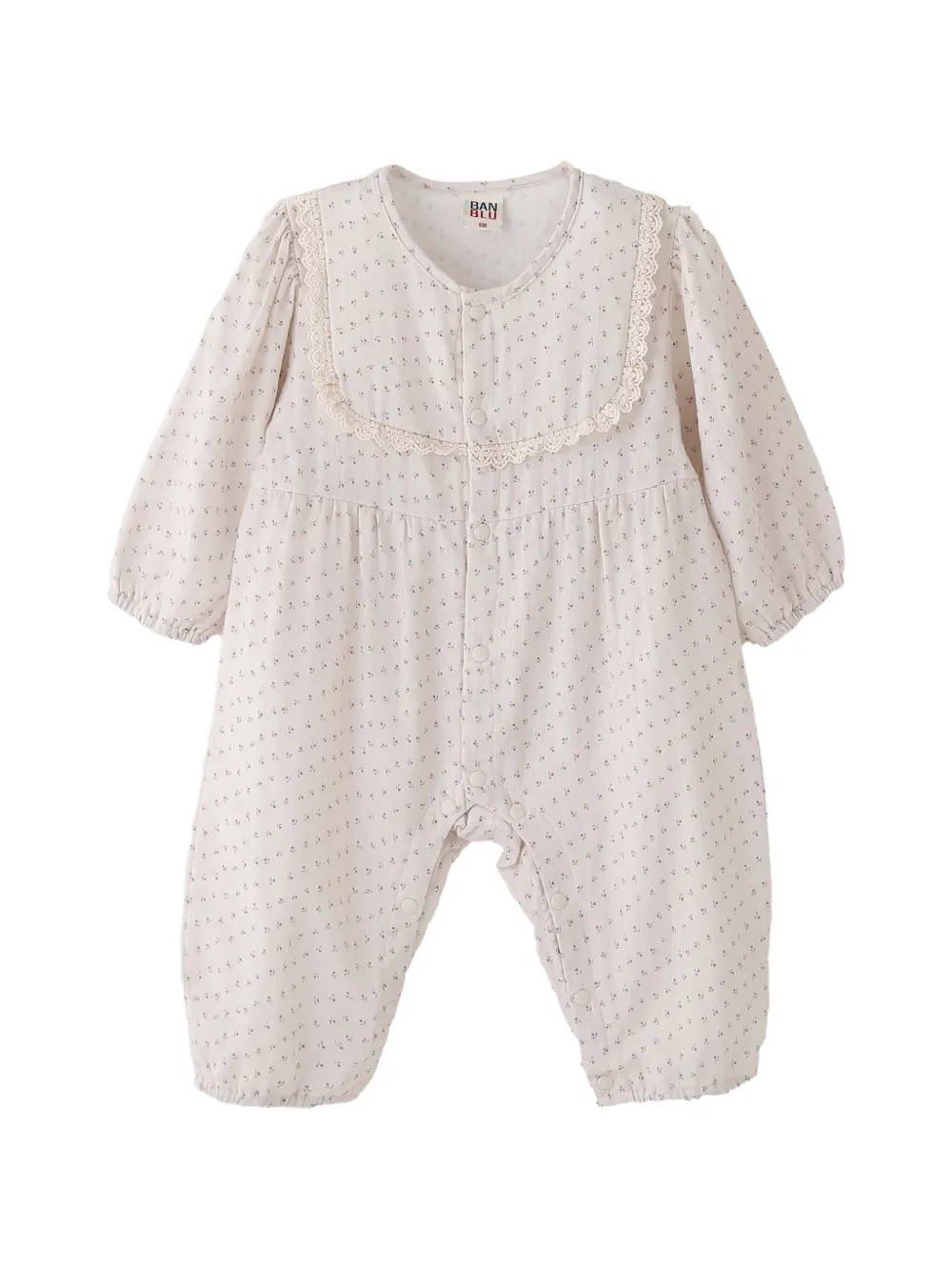 andBlue lace-trim dot-print romper - Neutrals