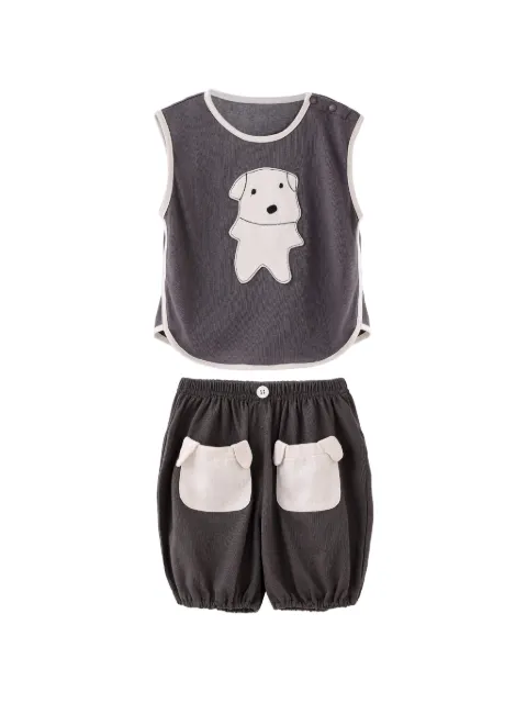 andBlue conjunto de top y bermudas con parche de perro