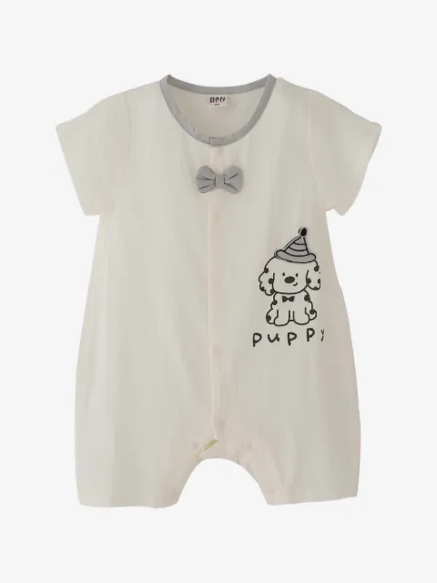 BANBLU puppy-print bow-detail romper