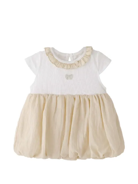 andBlue ruffled bow-detail balloon dress