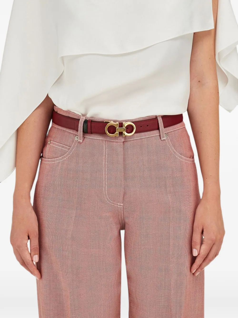 Ferragamo Riem met gancini-gesp Rood
