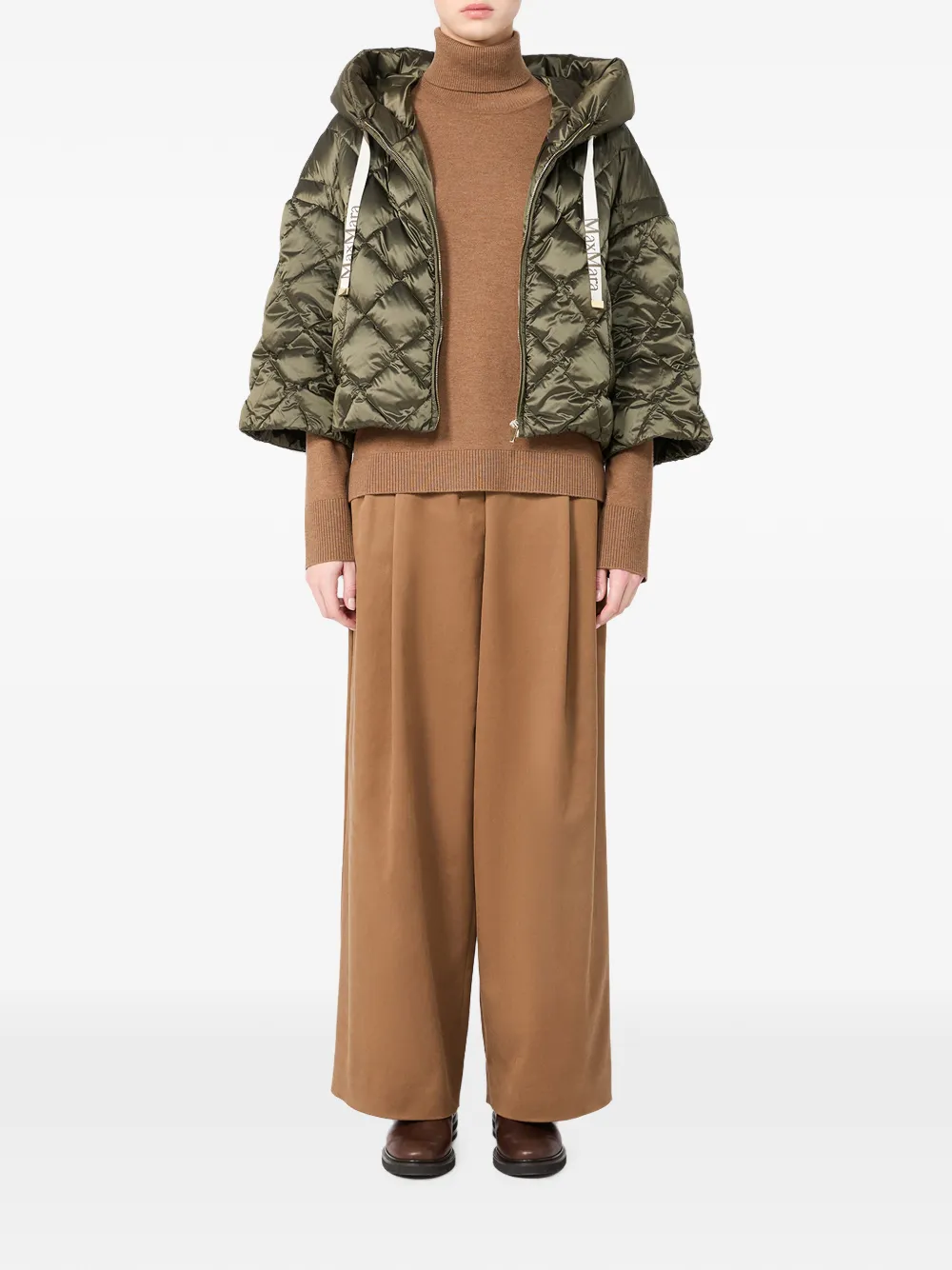Max Mara Gevoerd jack met capuchon Groen