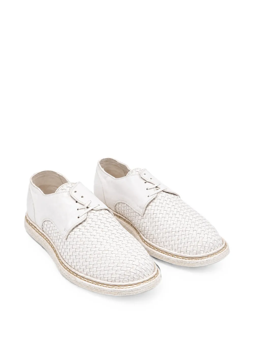 Guidi woven leather derby shoes Wit