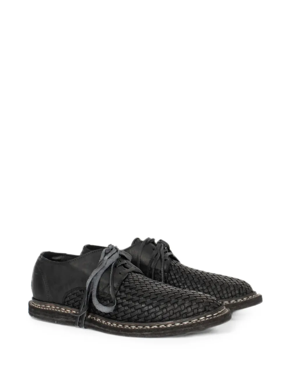 Guidi woven leather derby shoes Zwart