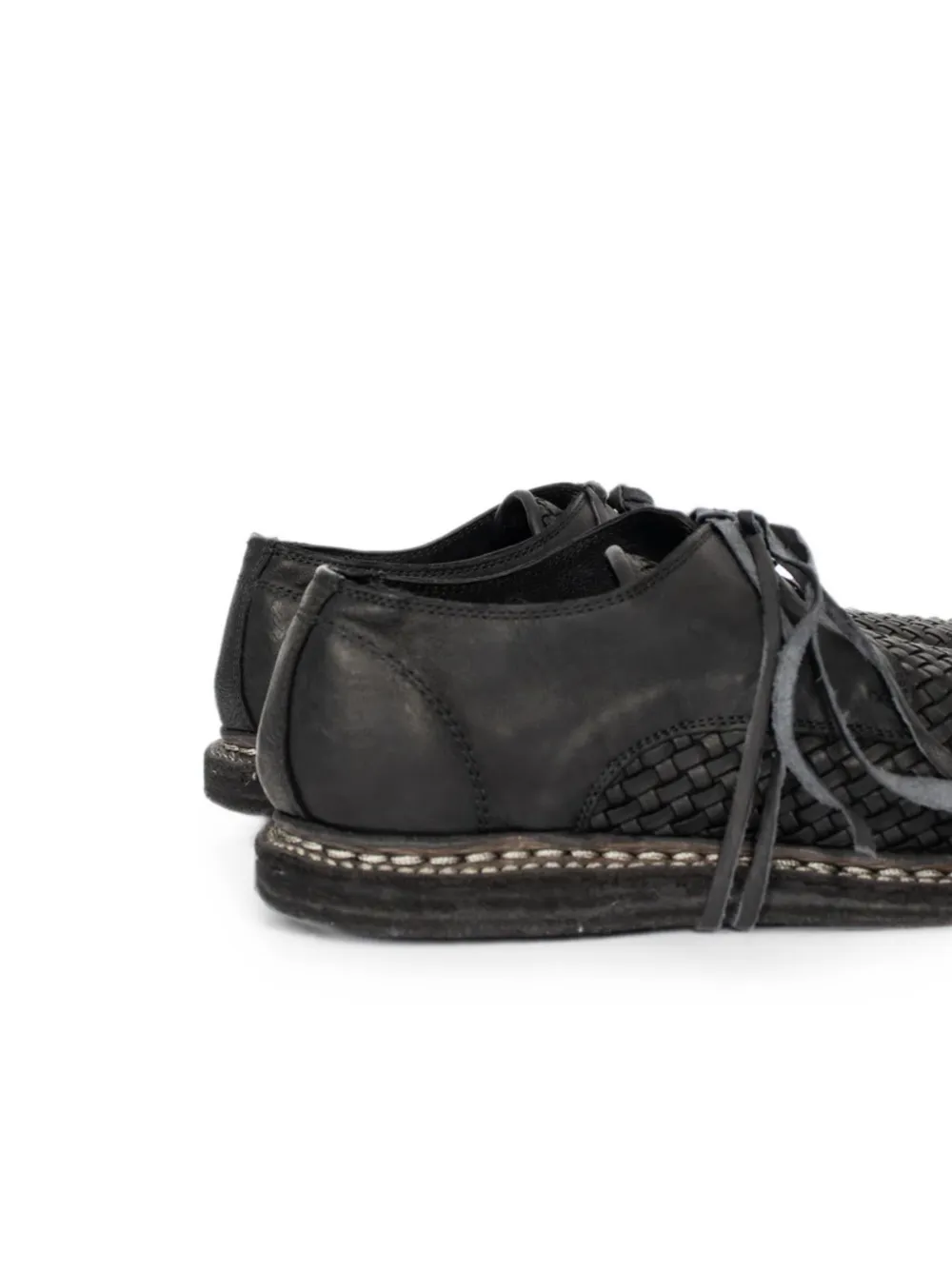Guidi woven leather derby shoes Zwart