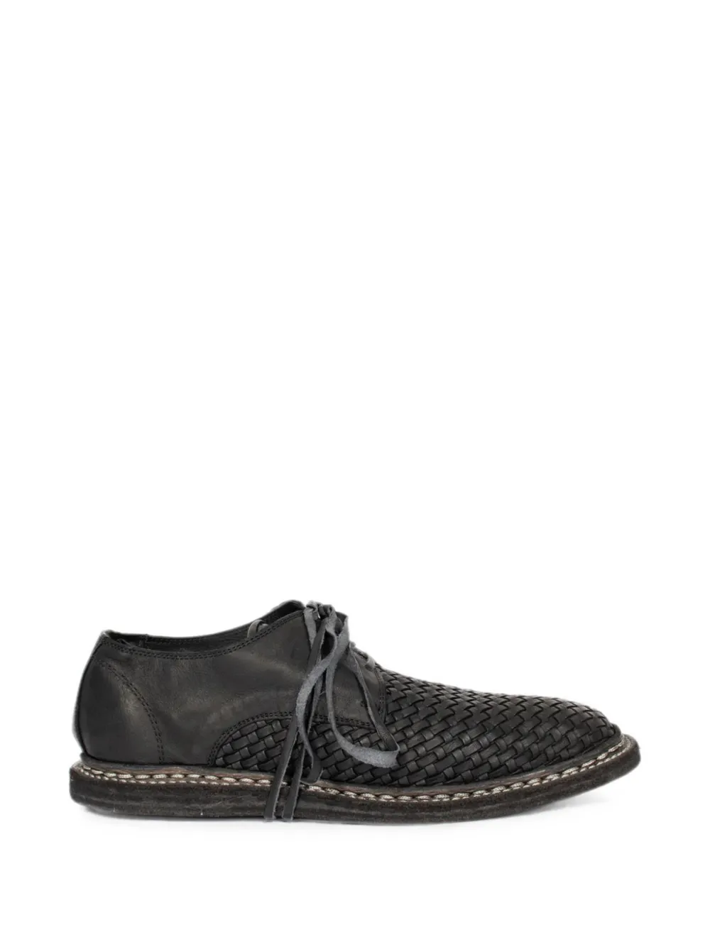 Guidi woven leather derby shoes Zwart