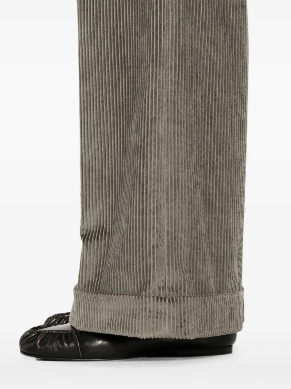 Brunello Cucinelli Ribfluwelen broek met wijde pijpen Groen