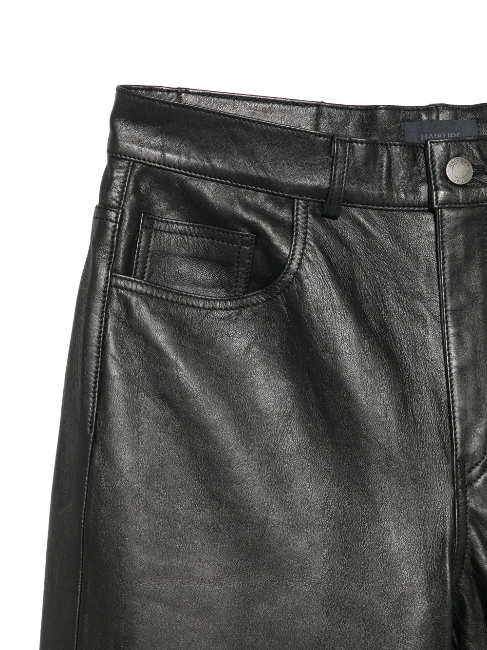 Haikure Winny leren broek met vijf zakken Zwart