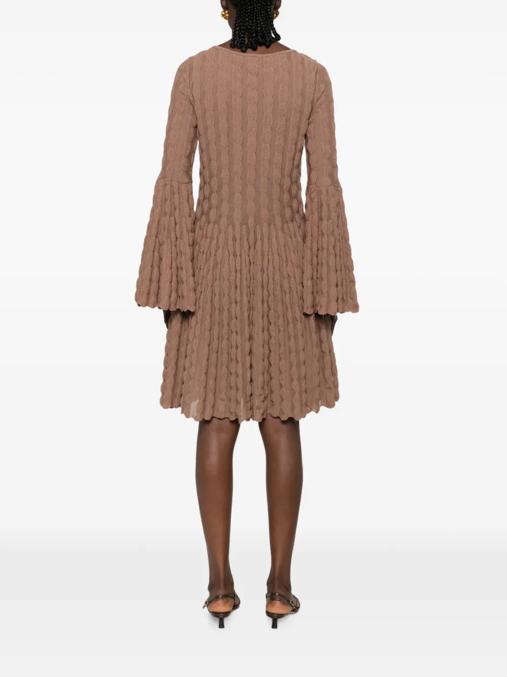 Antonino Valenti Mini-jurk met klokmouwen en textuur Bruin