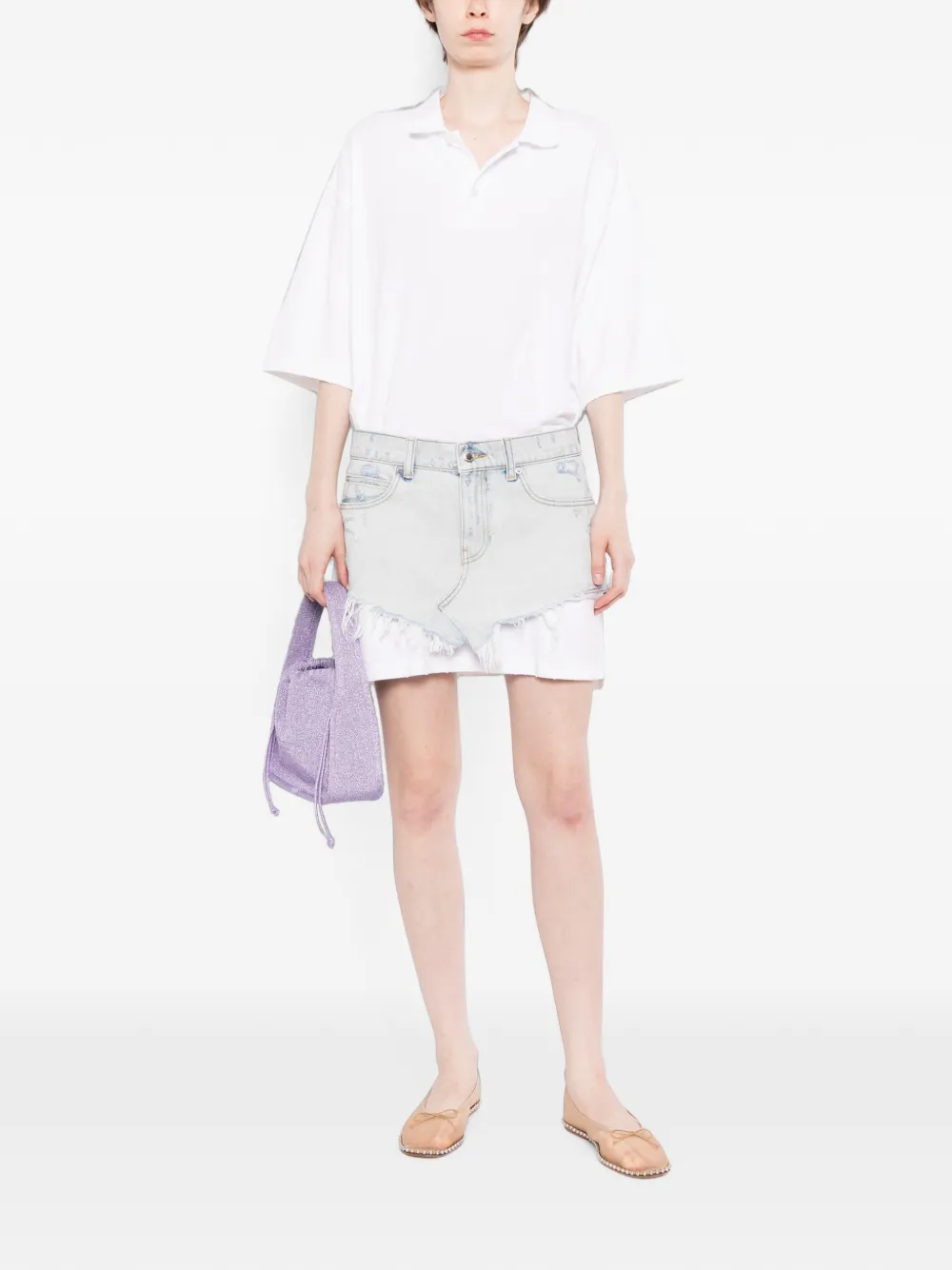 Alexander Wang Gelaagde denim jurk Wit