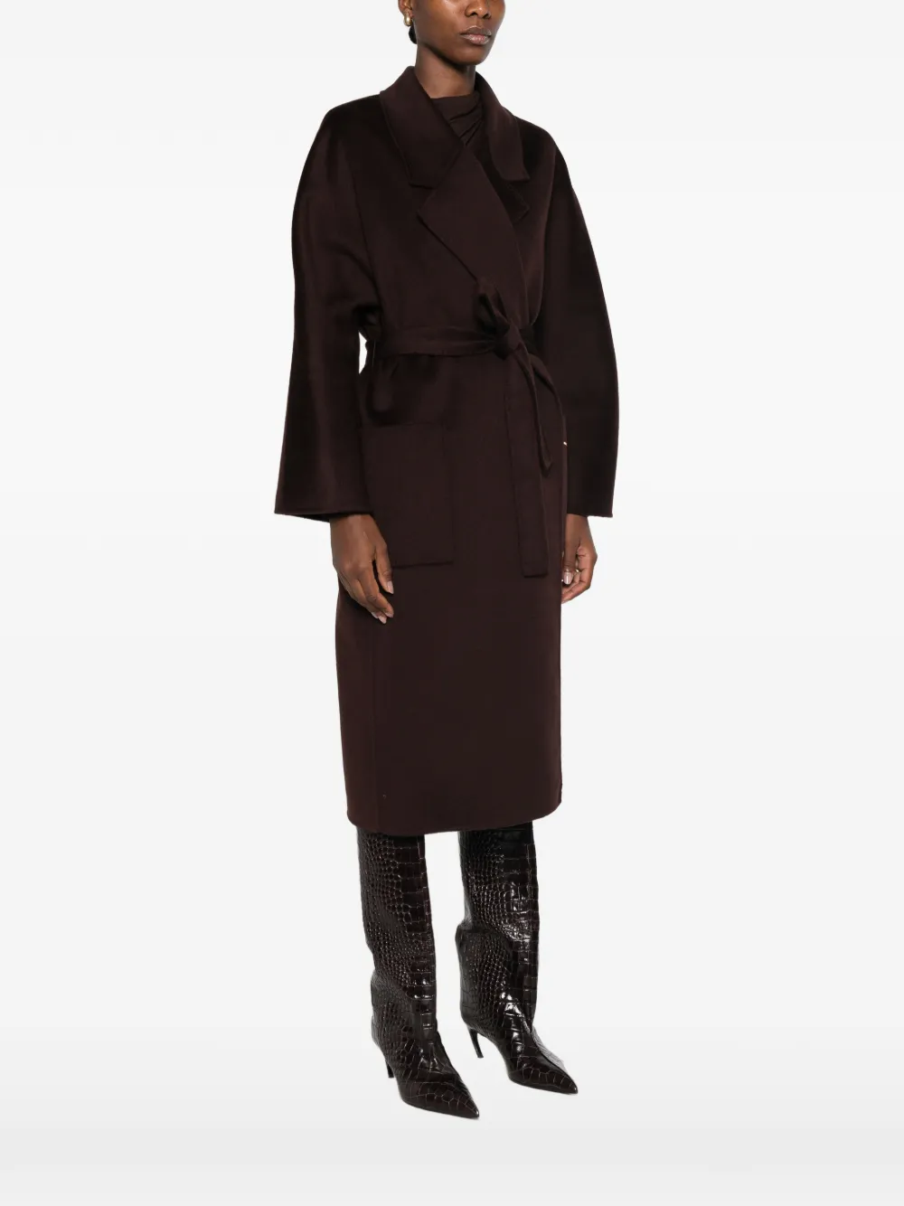 Elisabetta Franchi Jas met ceintuur en logoplakkaat Bruin