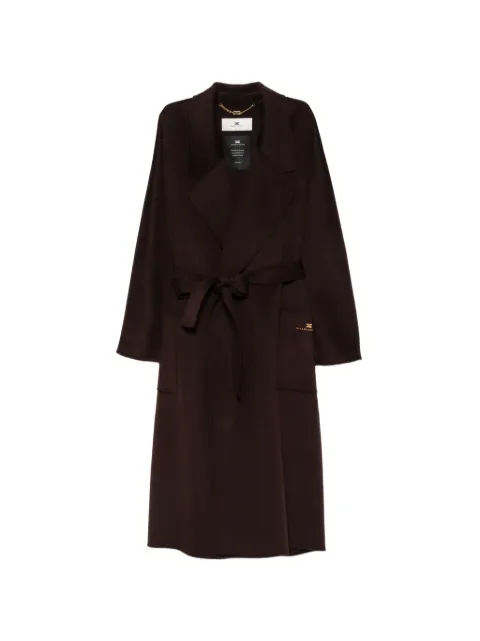 Elisabetta Franchi belted logo-plaque coat