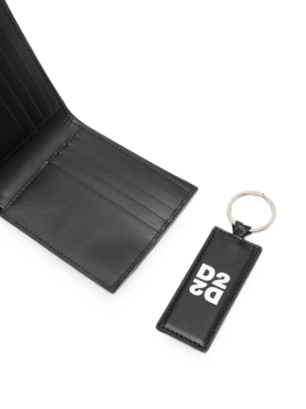 DSQUARED2 Leren portemonnee met logo-patroon Zwart